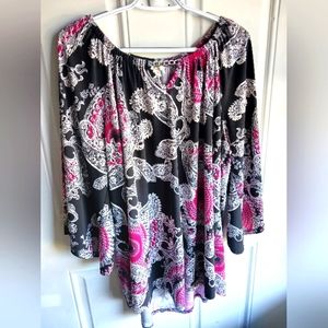 Ladies Plus Size pink/black Cato blouse, size 22/24W